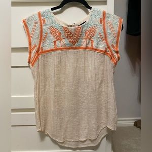 THML gauze embroidered Aztec top